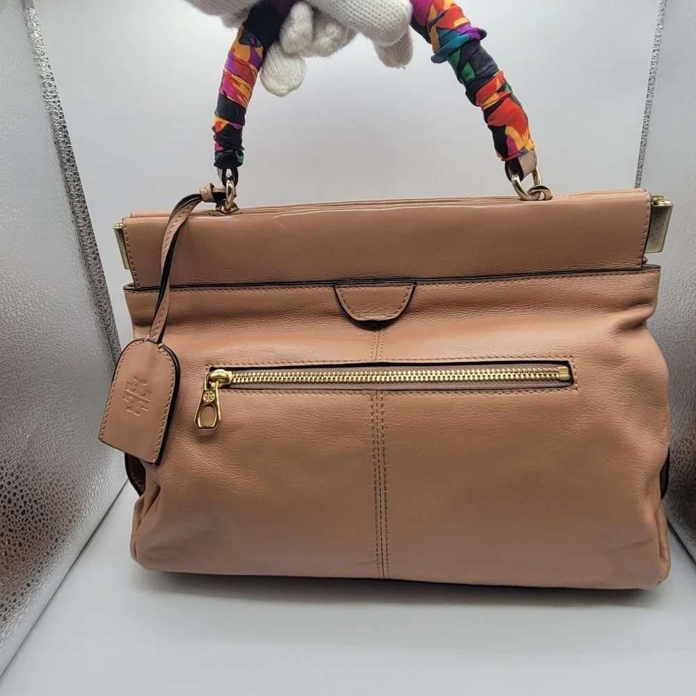 Designer Tory Burch Priscilla Small Frame Satchel Shoulder Strap Push Lock Clasp
